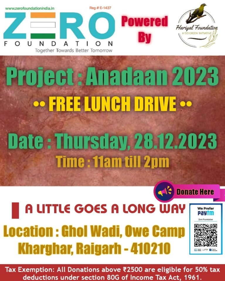 Zero Foundation, Free Lunch Drive, Kharghar,